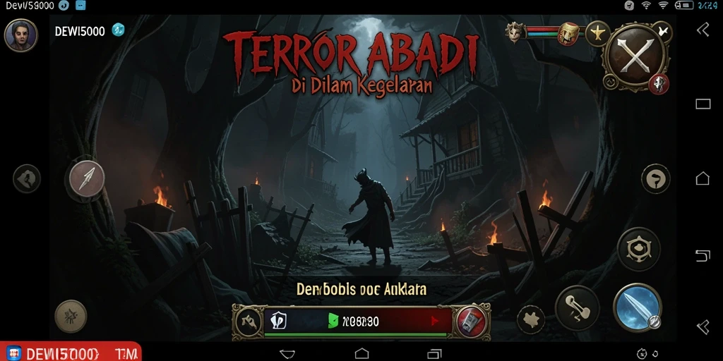 Screenshot gameplay DEWI5000 menampilkan momen menegangkan saat menjelajahi kegelapan.