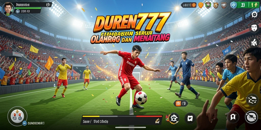 Tampilan gameplay seru dalam DUREN777 saat bertanding di arena olahraga.