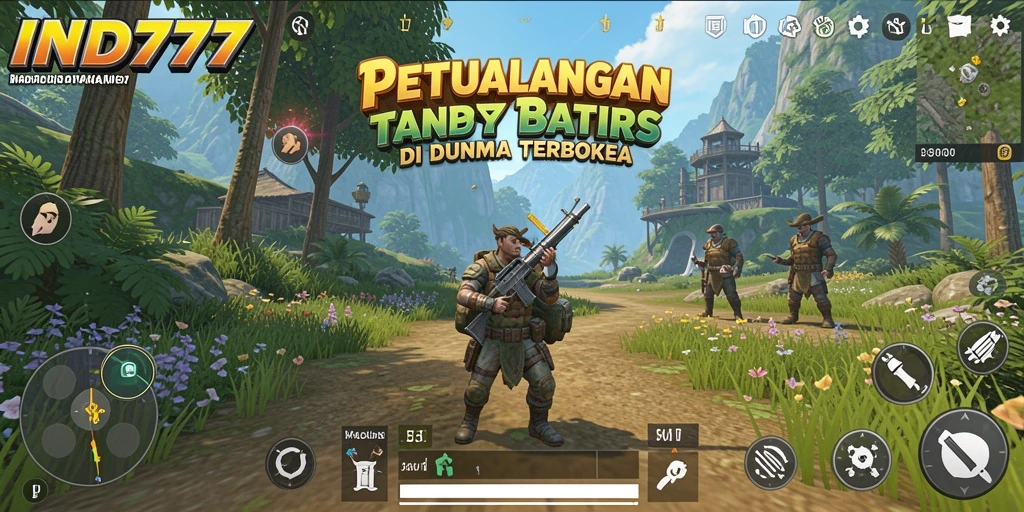Screenshot gameplay menunjukkan petualangan seru di dunia terbuka.
