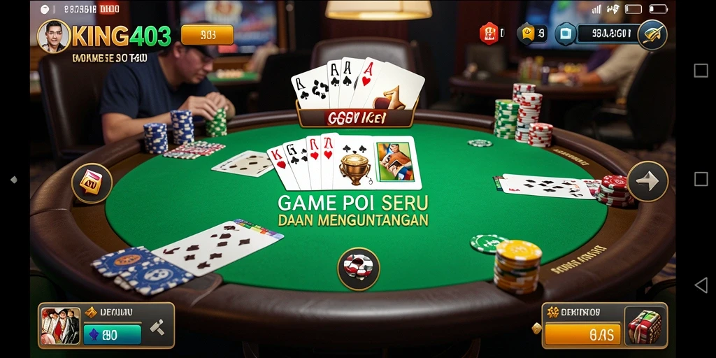 Tampilan gameplay Poker yang menegangkan dan penuh strategi.