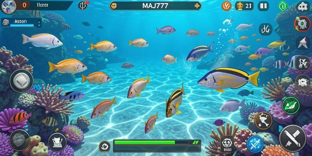 Tampilan gameplay seru saat menangkap ikan di MAJ777.