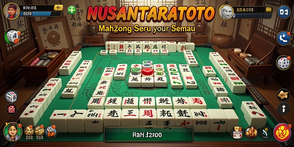 Tampilan gameplay seru NUSANTARATOTO dengan ubin Mahjong yang berwarna-warni.
