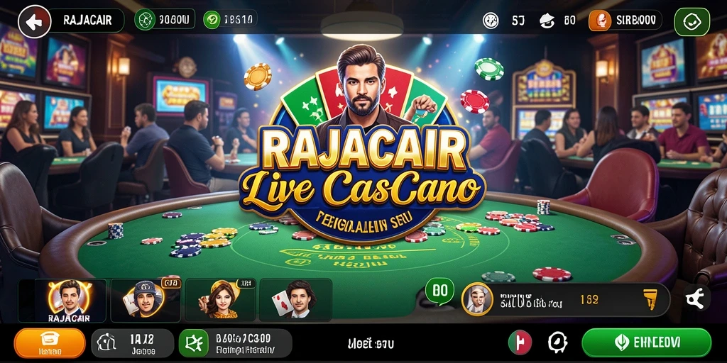 Screenshot RAJACAIR menampilkan dealer profesional dalam permainan Live Casino yang mengasyikkan.