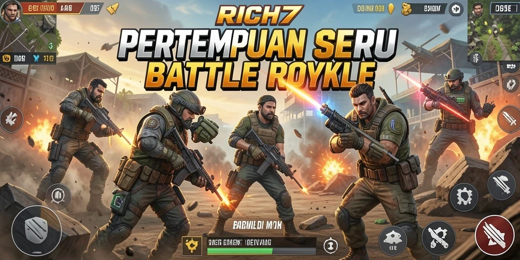 Gameplay RICH7 yang seru dalam pertempuran Battle Royale.