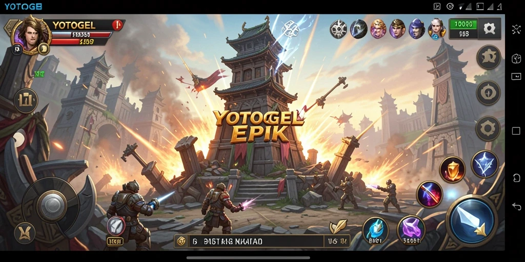 Tampilan gameplay YOTOGEL yang menarik dan penuh strategi Tower Defense.